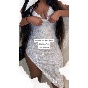 ✨ GONE ✨ Sequin Cowl Neck Dress